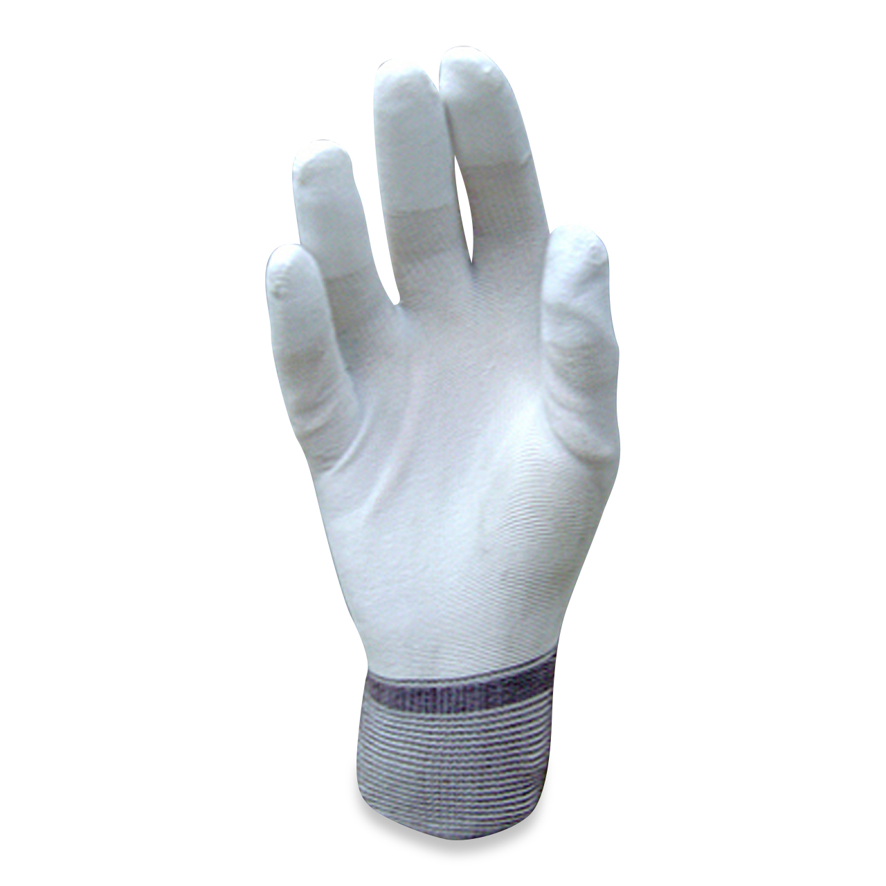 Gants en nylon, bout du doigt PU, blanc Gants en nylon, bout du doigt PU, blanc