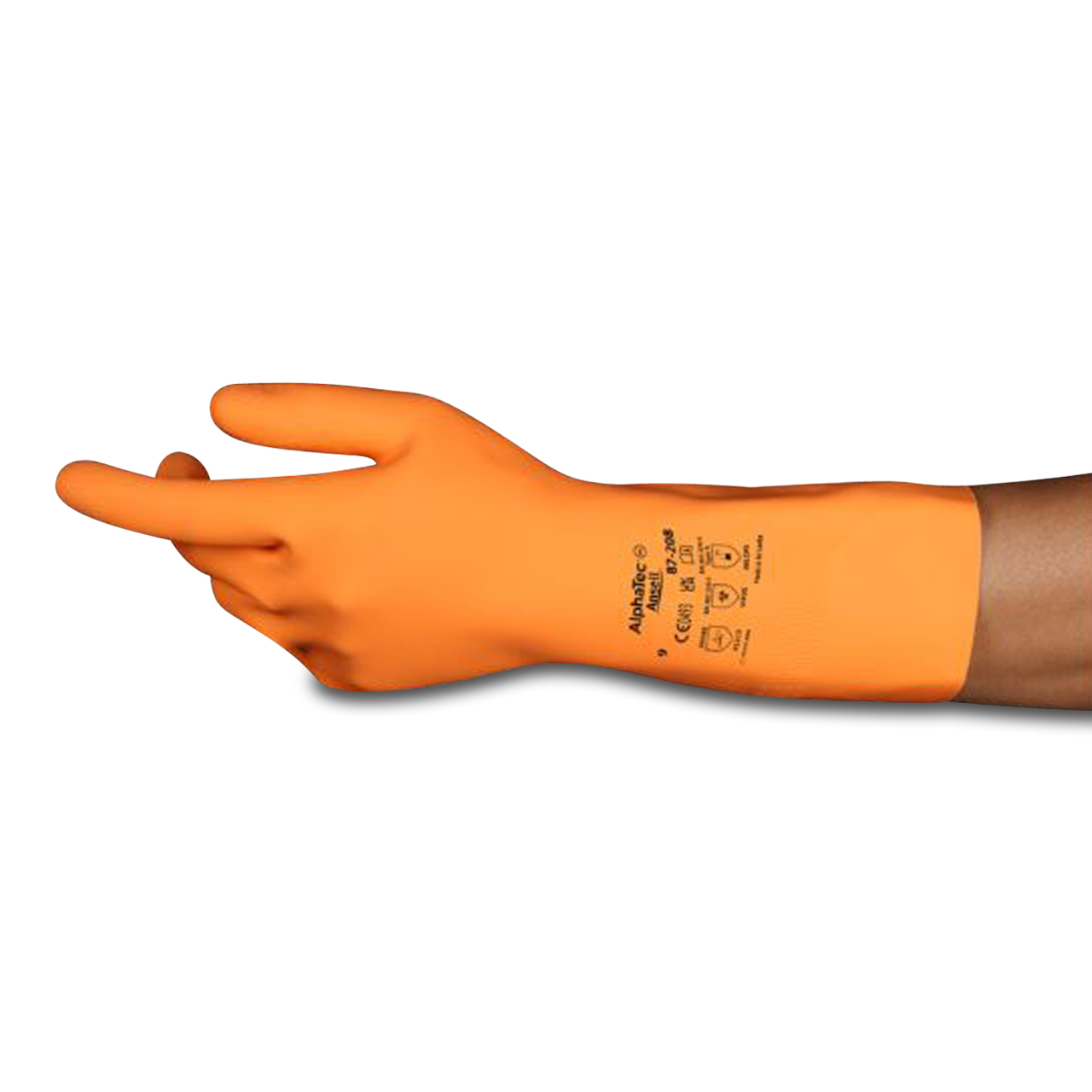 AlphaTec® 87-208 extra schwere Naturkautschuk-Handschuhe Orange XL