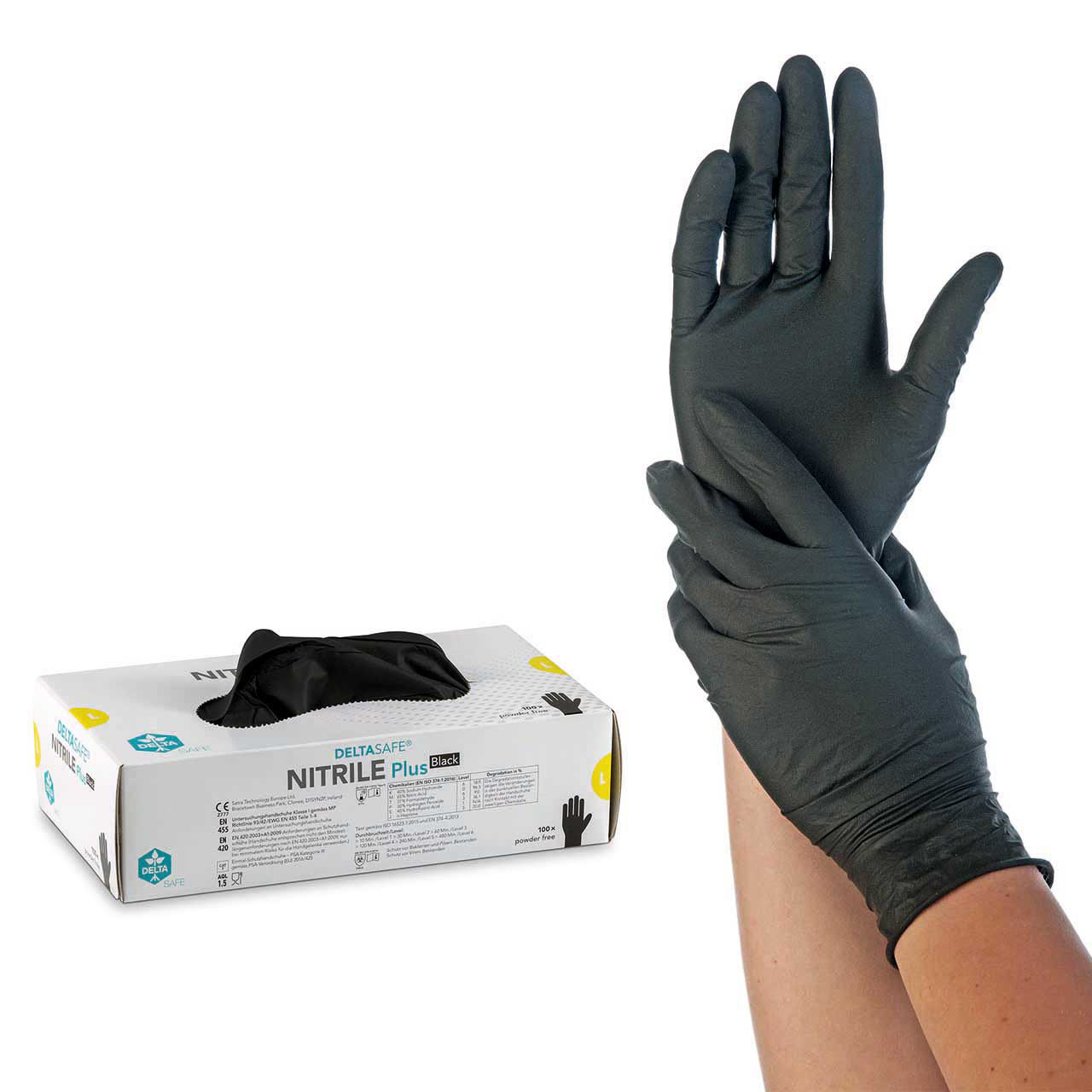 Gants Nitrile noir Hygostar : Haute résistance & Contact alimentaire