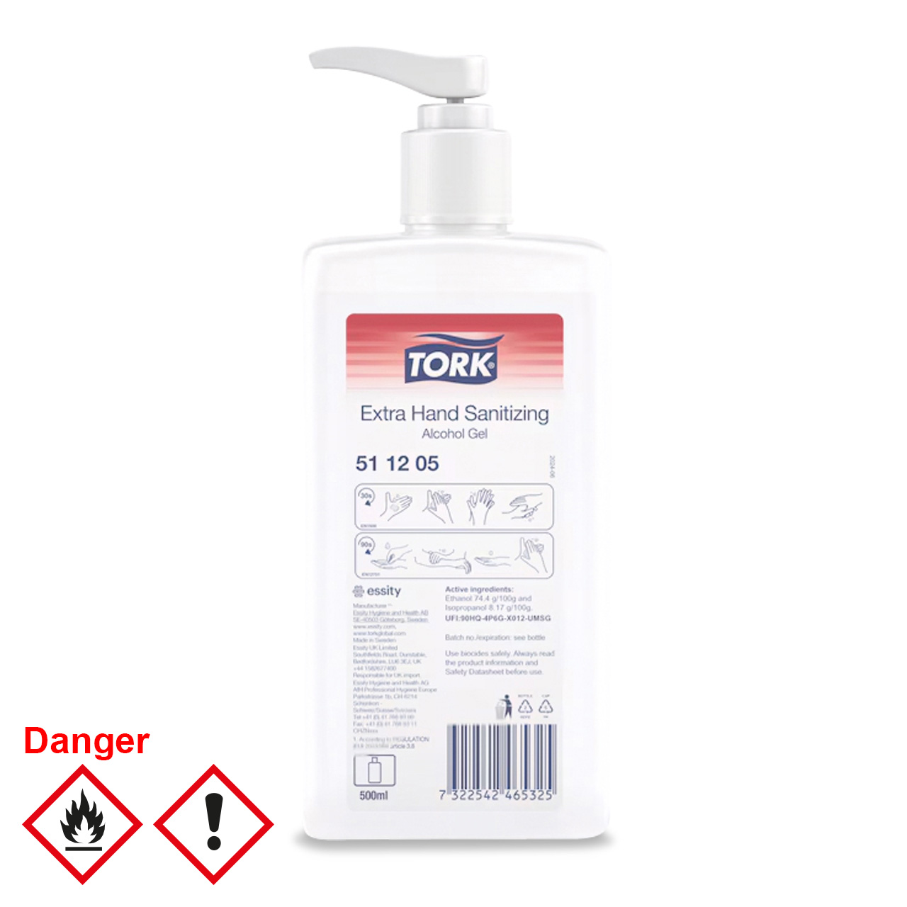 Tork Extra Desinfizierendes Hand Alkohol Gel, 500 ml Tork Extra Desinfizierendes Hand Alkohol Gel, 500 ml