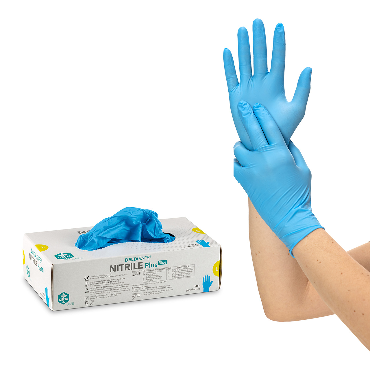 DELTASAFE® NITRILE Plus Blue, 240 mm, M DELTASAFE® NITRILE Plus Blue, 240 mm, M