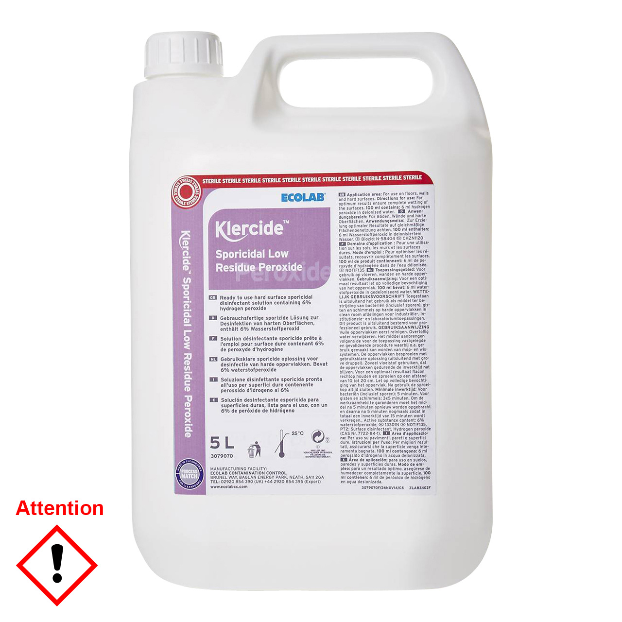 Ecolab Klercide Spor Peroxyde à faible résidu DI 4x5 l Ecolab Klercide Spor Peroxyde à faible résidu DI 4x5 l