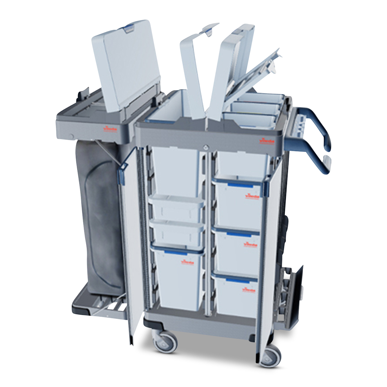 Origo 2 CX Chariot milieu hospitalier avec couvercle de rangement Origo 2 CX Chariot milieu hospitalier avec couvercle de rangement
