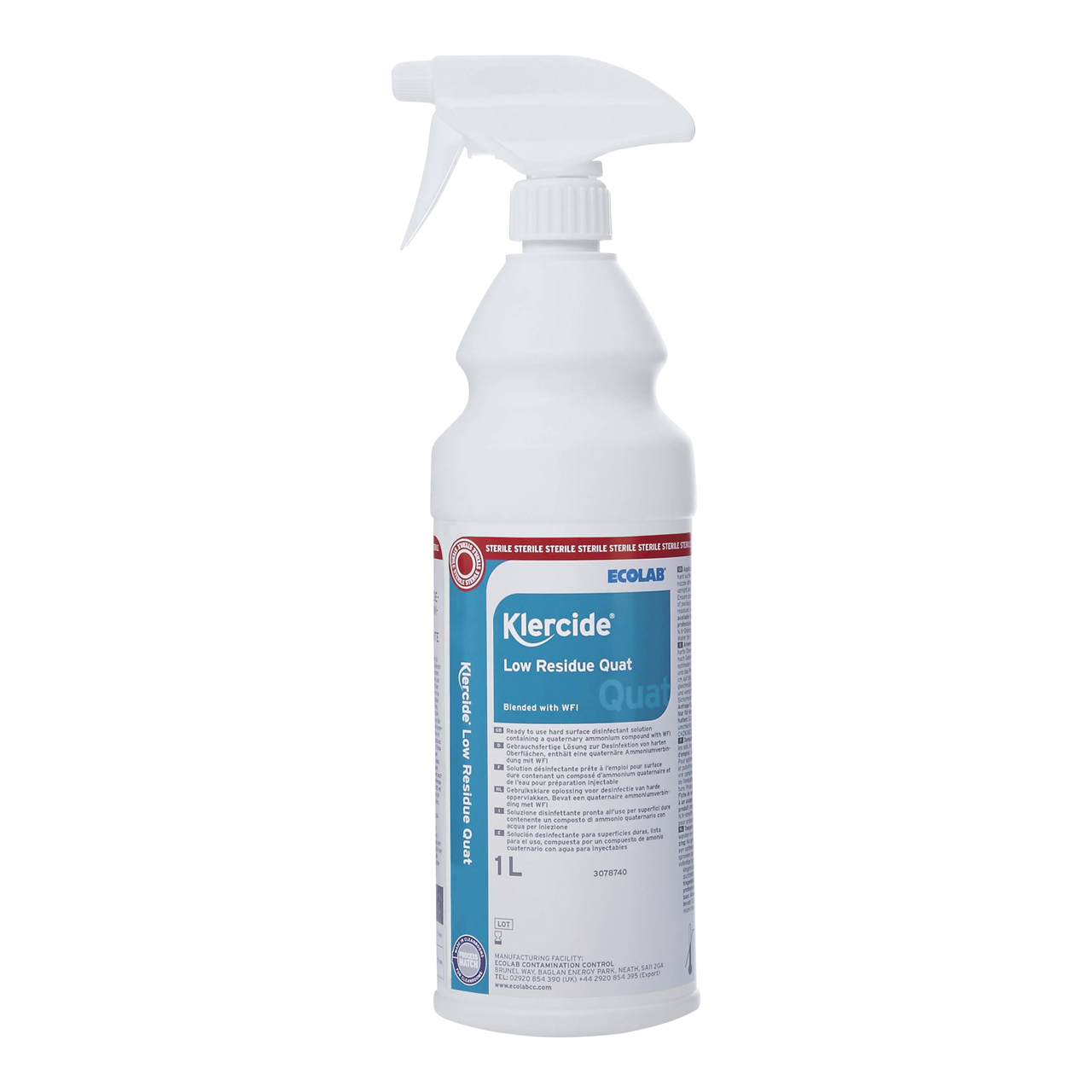 Ecolab Klercide Low Resi Quat avec WFI stérile 6x1L Ecolab Klercide Low Resi Quat avec WFI stérile 6x1L