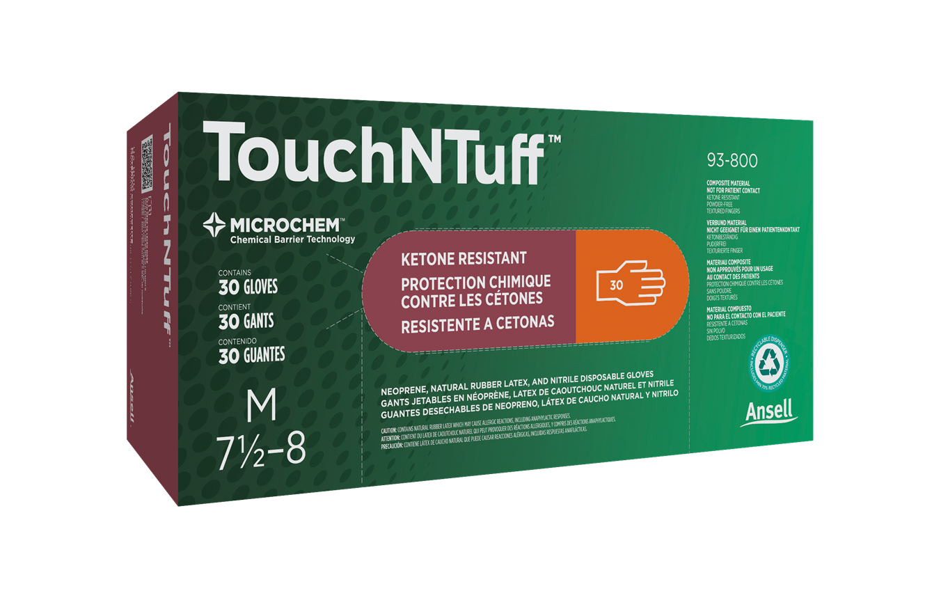 TouchNTuff® 93-800 Einweghandschuh 15 Minuten Aceton beständig S