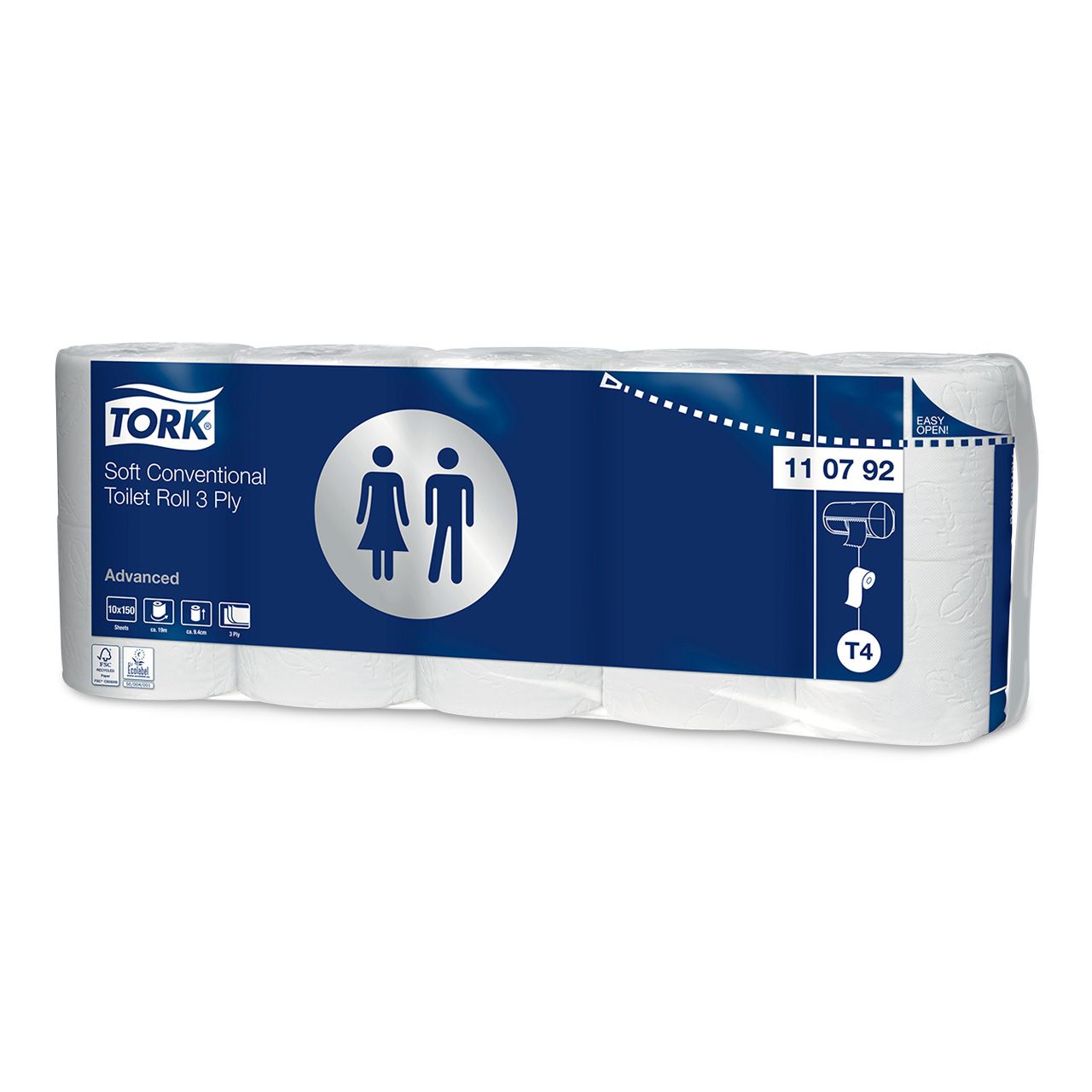 Produktbild von TORK Toilettenpapierrolle 127520 – 2-lagig, Weich, Saugstark, 90 M, Für Tork Twin Spender, 27 Rollen, Mittelgroß